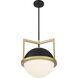 Carlysle 1 Light 15 inch Black with Warm Brass Accents Pendant Ceiling Light