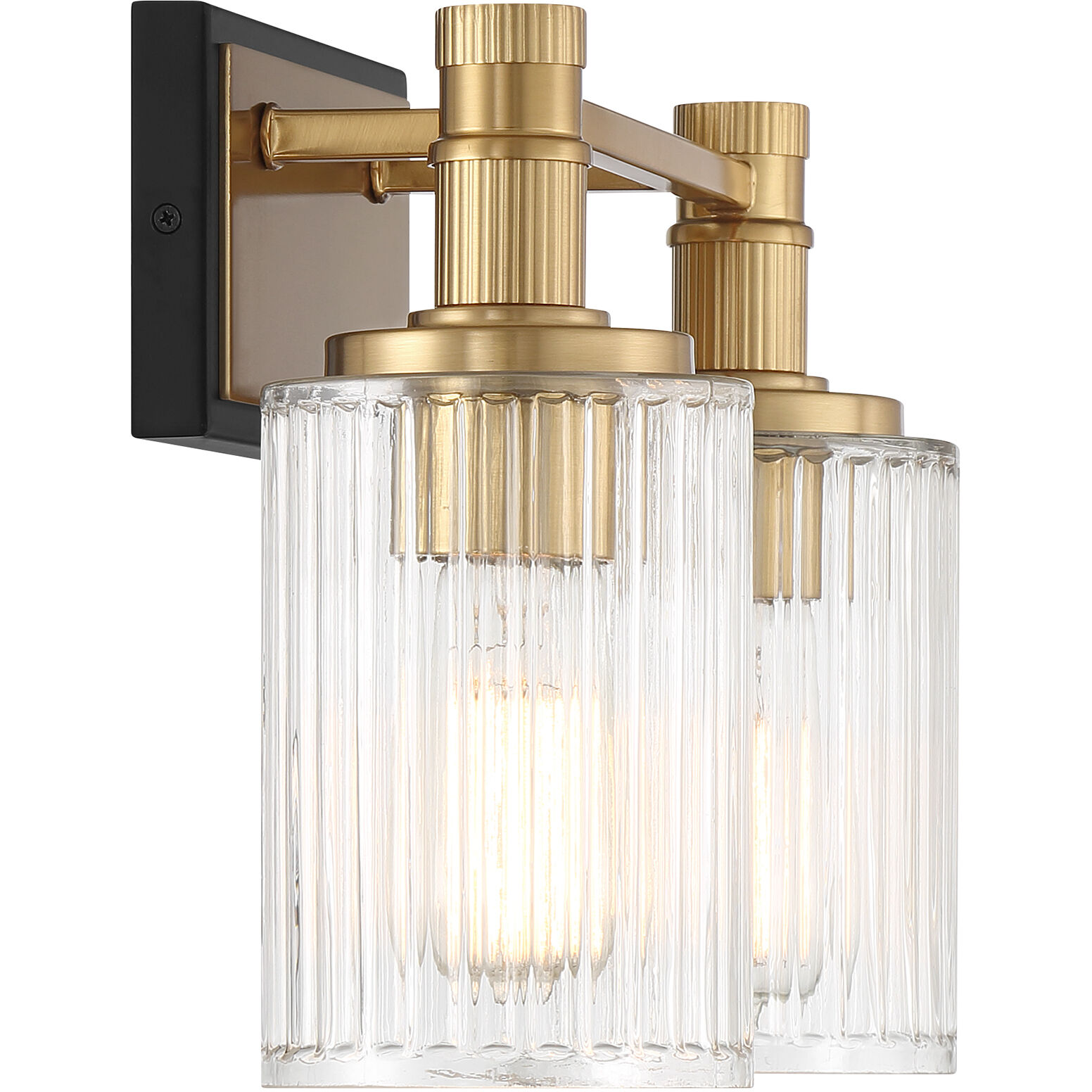 Concord 2 Light 15 inch Black with Warm Brass Accents Bathroom Vanity Light Wall Light