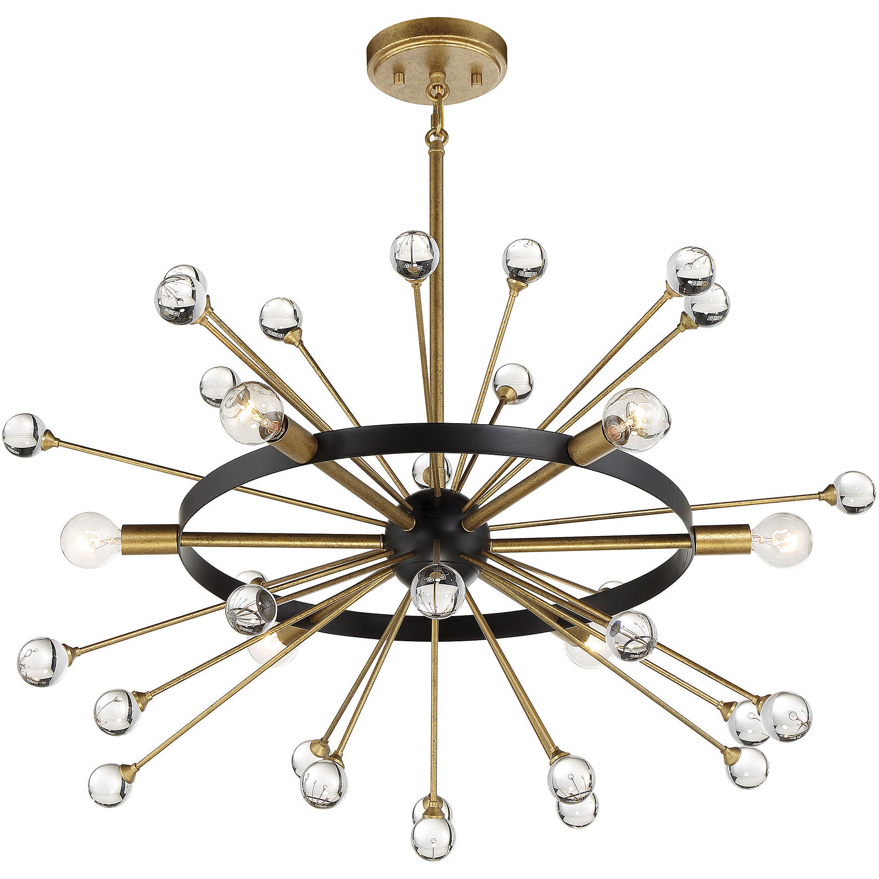 Ariel 6 Light 25 inch Como Black with Gold Chandelier Ceiling Light