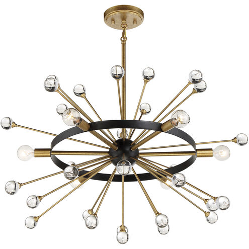 Ariel 6 Light 25 inch Como Black with Gold Chandelier Ceiling Light