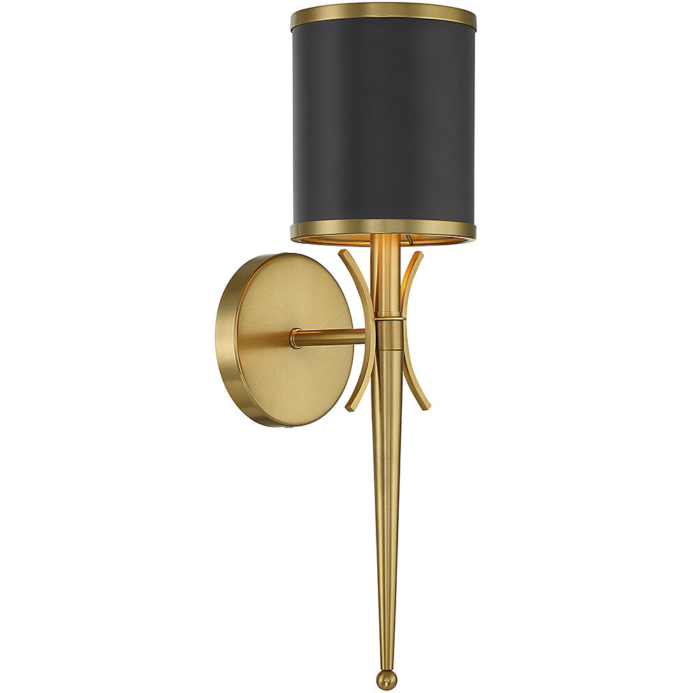 Savoy House 9 9944 1 143 Quincy 1 Light 5.25 inch Black with Warm Brass Accents Wall Sconce Wall Light