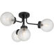 Coral 4 Light 27 inch Matte Black Semi-Flush Ceiling Light