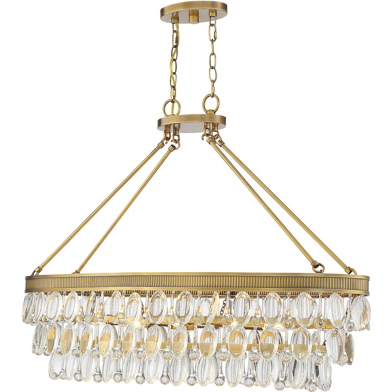 Windham 8 Light 38 inch Warm Brass Linear Chandelier Ceiling Light