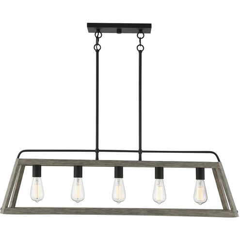 Hasting 5 Light 42 inch Noblewood with Iron Linear Chandelier Ceiling Light