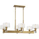 Hanover 6 Light 40 inch Warm Brass Linear Chandelier Ceiling Light, Essentials