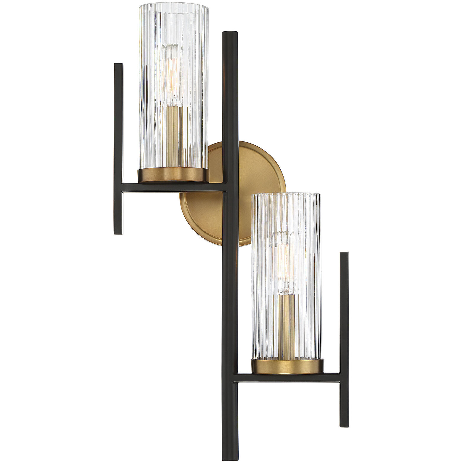 Midland 2 Light 10.5 inch Black with Warm Brass Accents Wall Sconce Wall Light