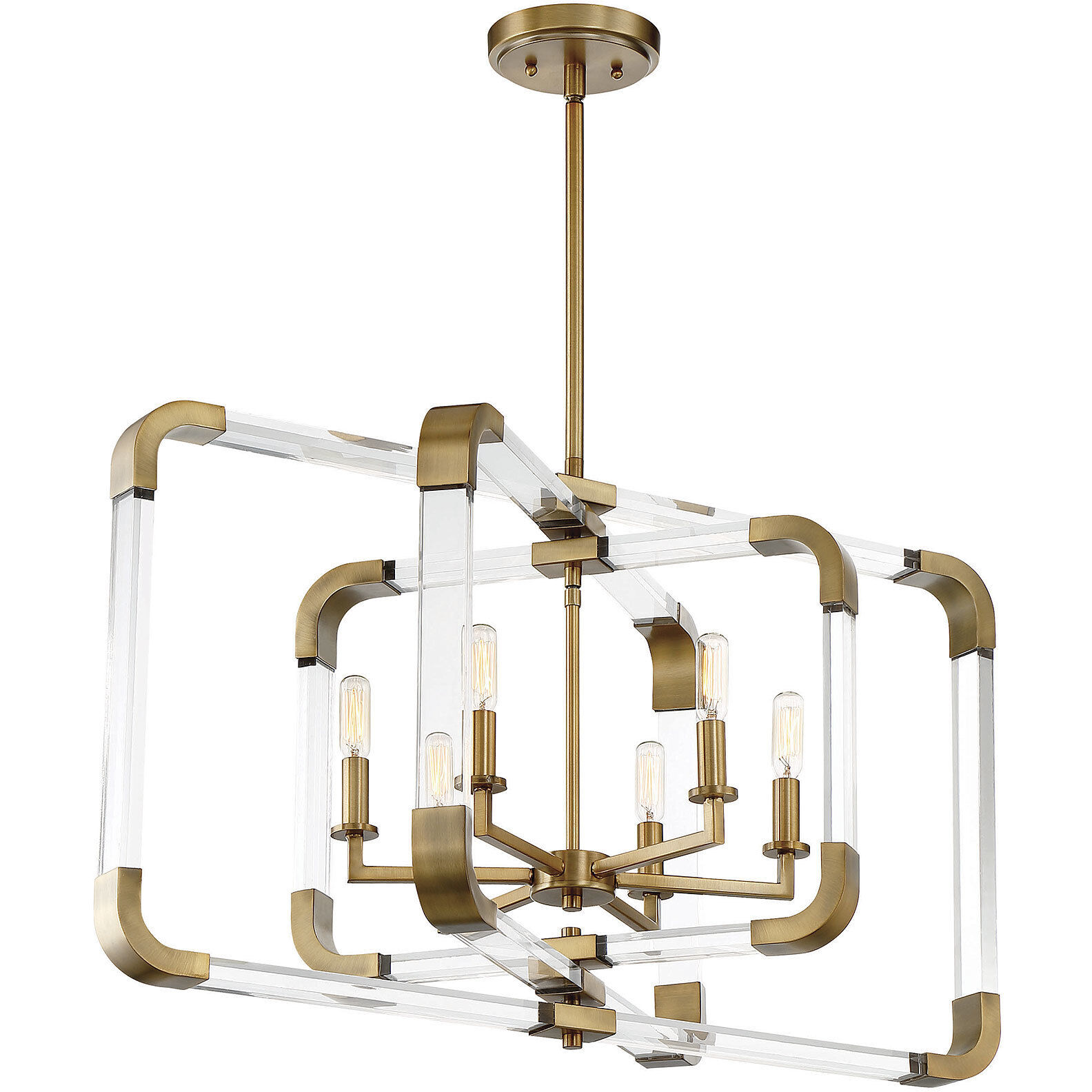 Rotterdam 6 Light 24.75 inch Warm Brass Pendant Ceiling Light, Essentials