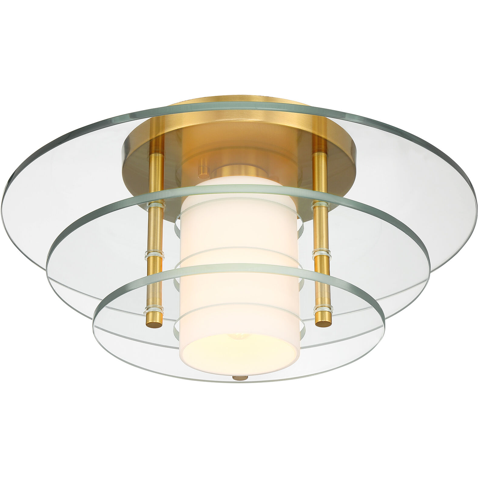 Newell 1 Light 16 inch Warm Brass Semi-Flush Ceiling Light