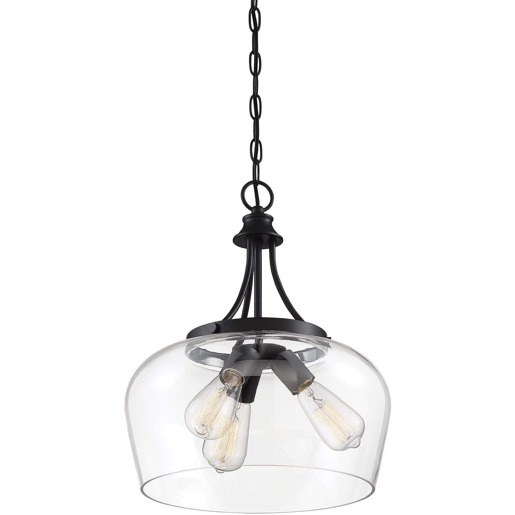 Octave 3 Light 15 inch Black Pendant Ceiling Light, Essentials