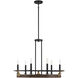 Icarus 6 Light 29 inch Burnished Brass with Walnut Chandelier Ceiling Light, Lighting One