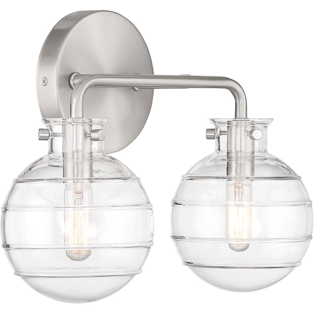 Mason 2 Light 13.5 inch Satin Nickel Bathroom Vanity Light Wall Light