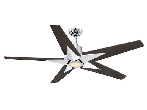 Buckenham 56 inch Polished Chrome with Chestnut Blades Indoor/Outdoor Ceiling Fan