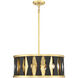 Kellerman 4 Light 21 inch Matte Black with True Gold Pendant Ceiling Light