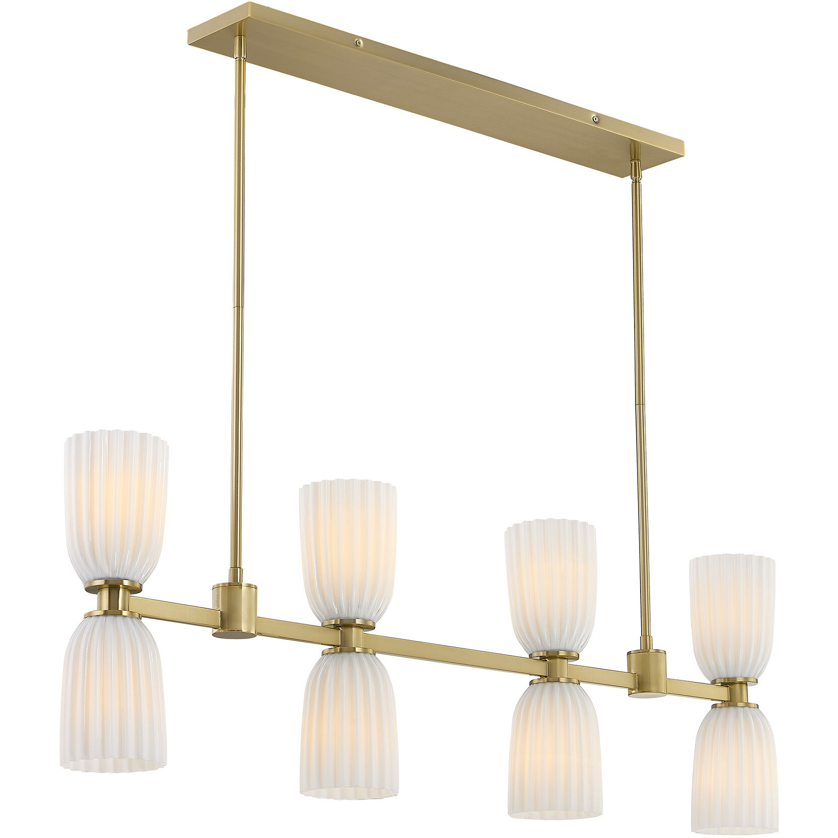 Baldwin 8 Light 44 inch Noble Brass Linear Chandelier Ceiling Light, Essentials