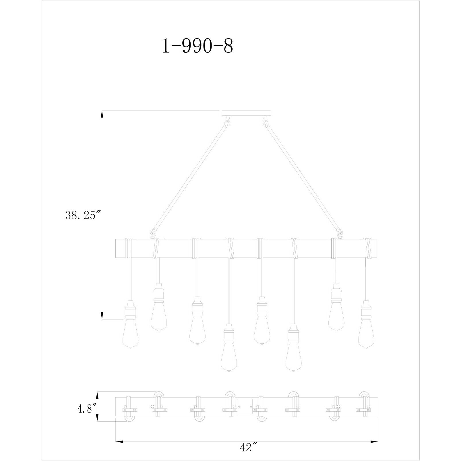 Burgess 8 Light 42 inch Durango Linear Chandelier Ceiling Light