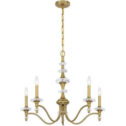 Champlain 5 Light 28 inch Warm Brass Chandelier Ceiling Light