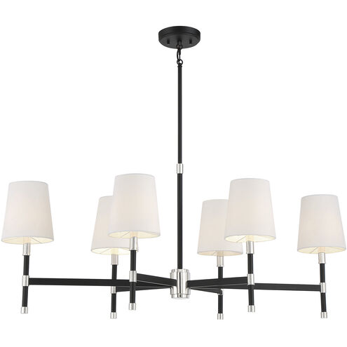 Brody 6 Light 41 inch Matte Black with Polished Nickel Accents Linear Chandelier Ceiling Light, Essentials