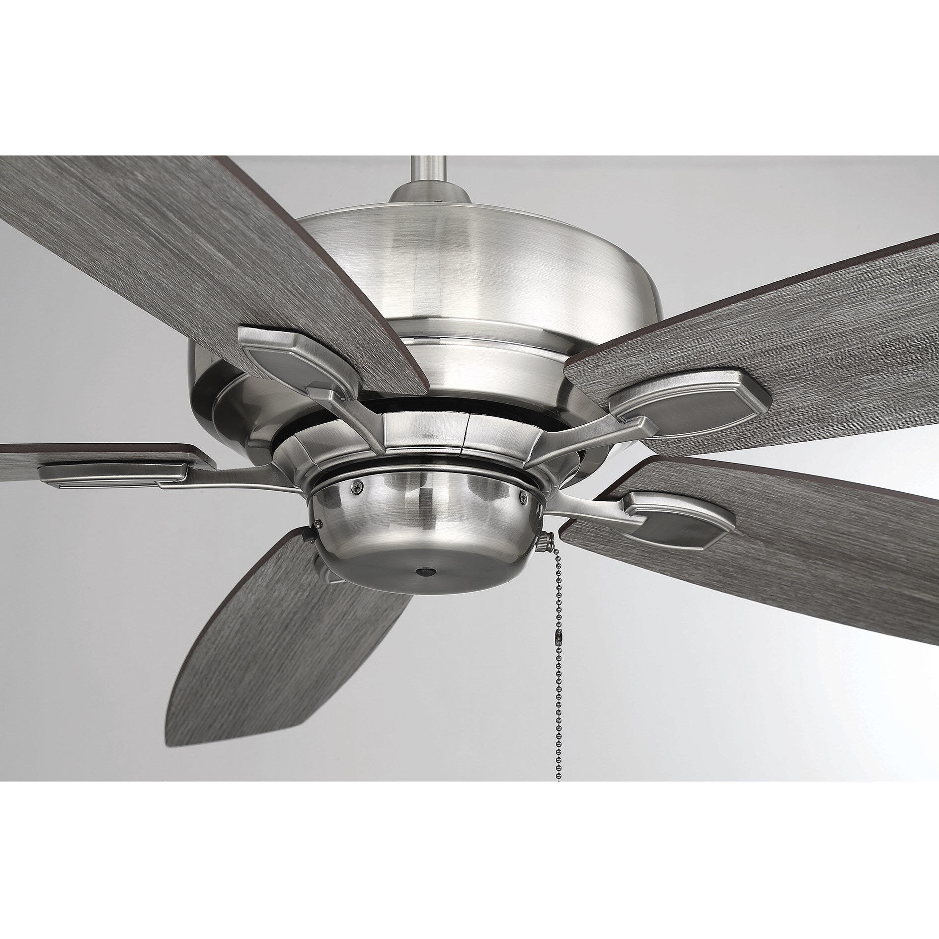 Wind Star 52 inch Brushed Pewter with Chestnut and Grey Wood Blades Ceiling Fan