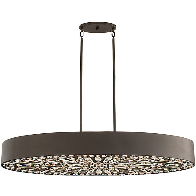 Azores 6 Light 48 inch Black Cashmere Linear Chandelier Ceiling Light