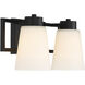 Russo 2 Light 15.5 inch Matte Black with Warm Brass Accents Bathroom Vanity Light Wall Light, Lighting One
