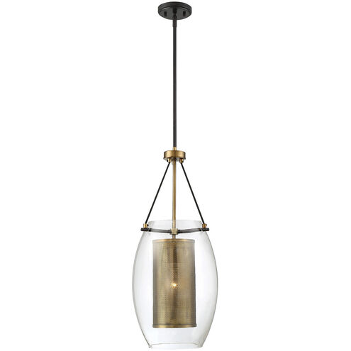 Dunbar 1 Light 12 inch Warm Brass with Bronze Accents Pendant Ceiling Light, Essentials