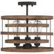 Blaine 3 Light 14 inch Natural Walnut with Black Accents Covertible SemiFlush Ceiling Light