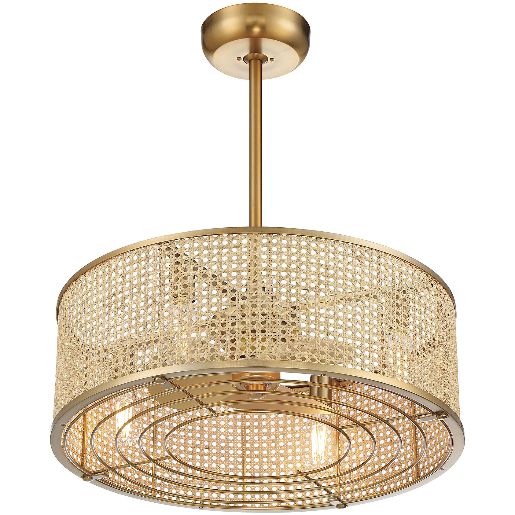 Astoria 14 inch Warm Brass with Gold Blades Fan D'Lier