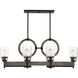 Hartman 6 Light 40 inch Noblewood/Iron Linear Chandelier Ceiling Light