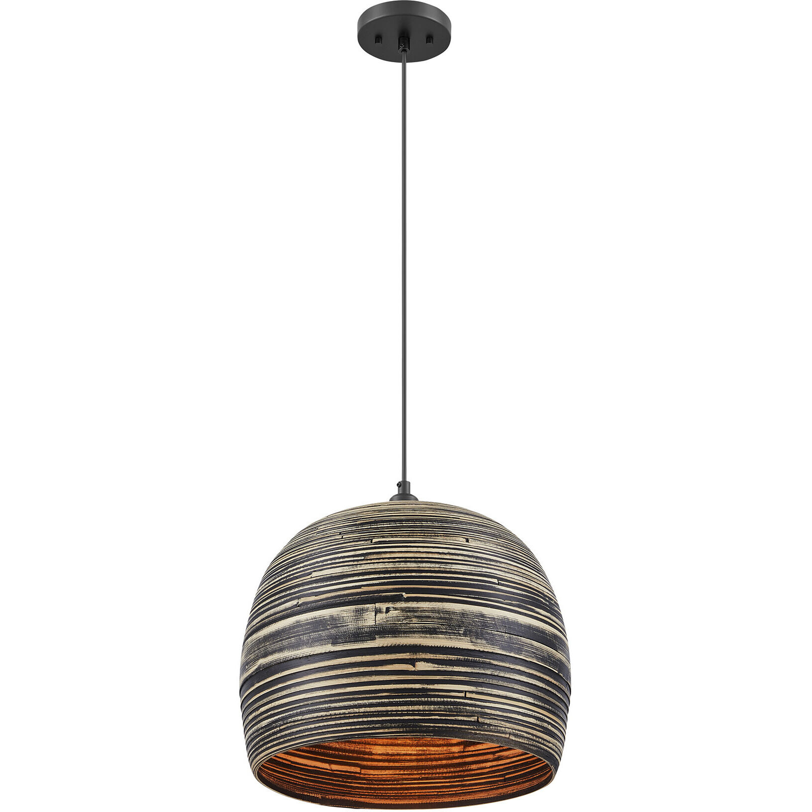 Jamsen 1 Light 15.75 inch Black Bamboo Pendant Ceiling Light