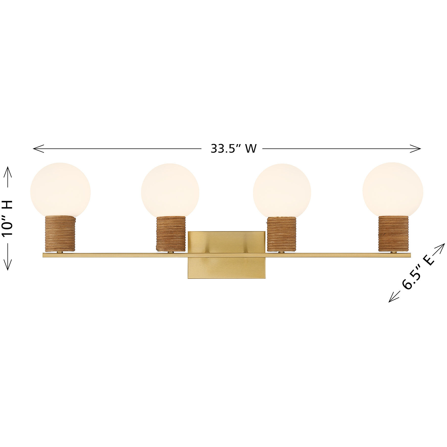 Jarrell 4 Light 33.5 inch Warm Brass Bathroom Vanity Light Wall Light