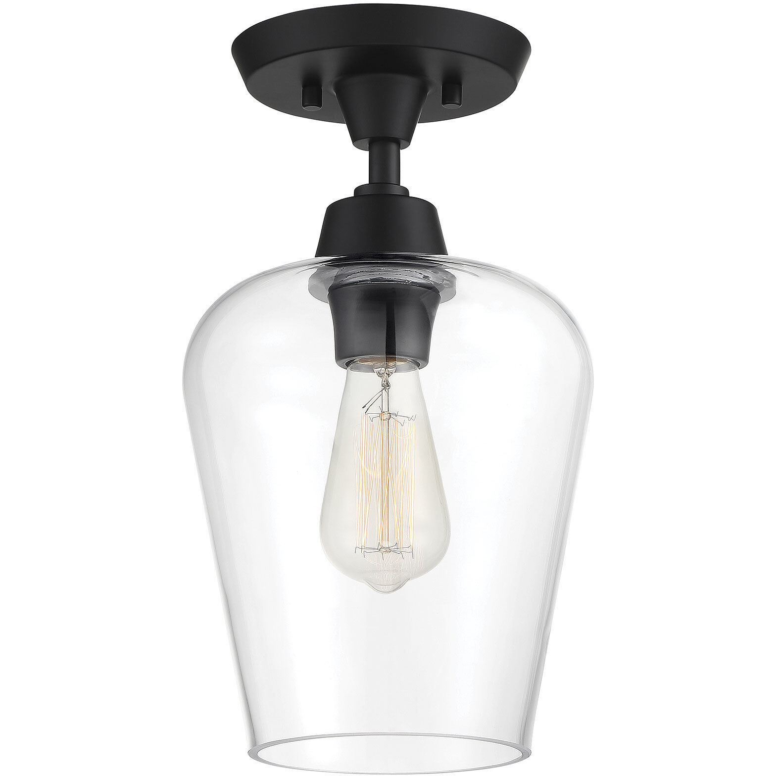 Octave 1 Light 8 inch Black Semi-Flush Ceiling Light, Essentials