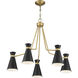 Lamar 5 Light 30 inch Matte Black with Warm Brass Chandelier Ceiling Light