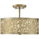 New Haven 3 Light 14 inch Burnished Brass Covertible SemiFlush Ceiling Light