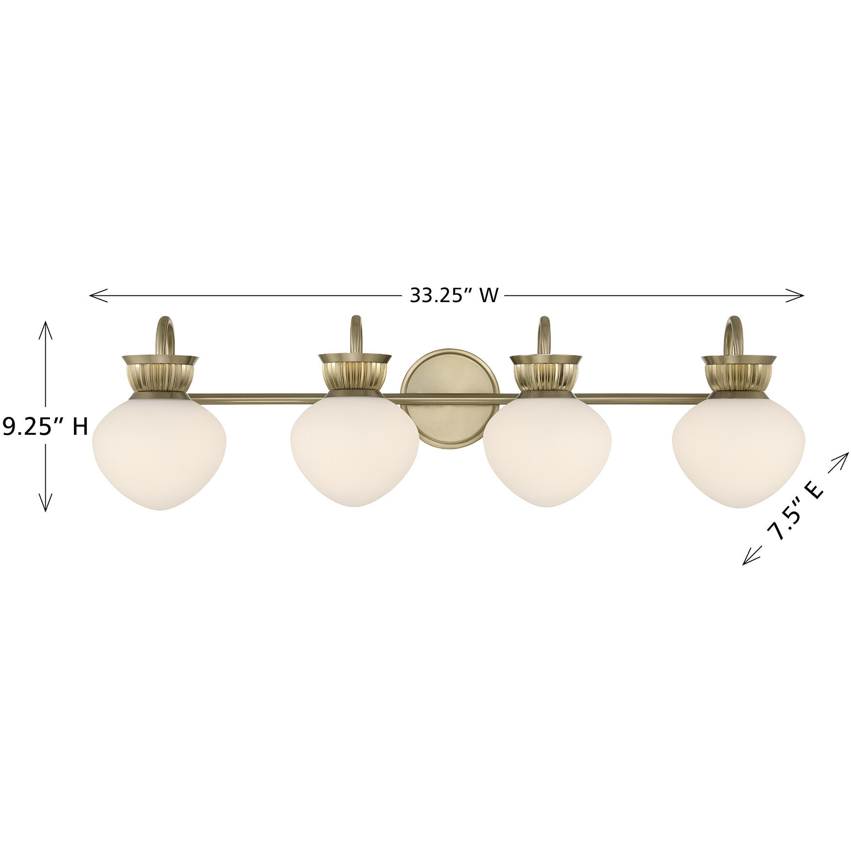 Melbourne 4 Light 33.25 inch Noble Brass Bathroom Vanity Light Wall Light