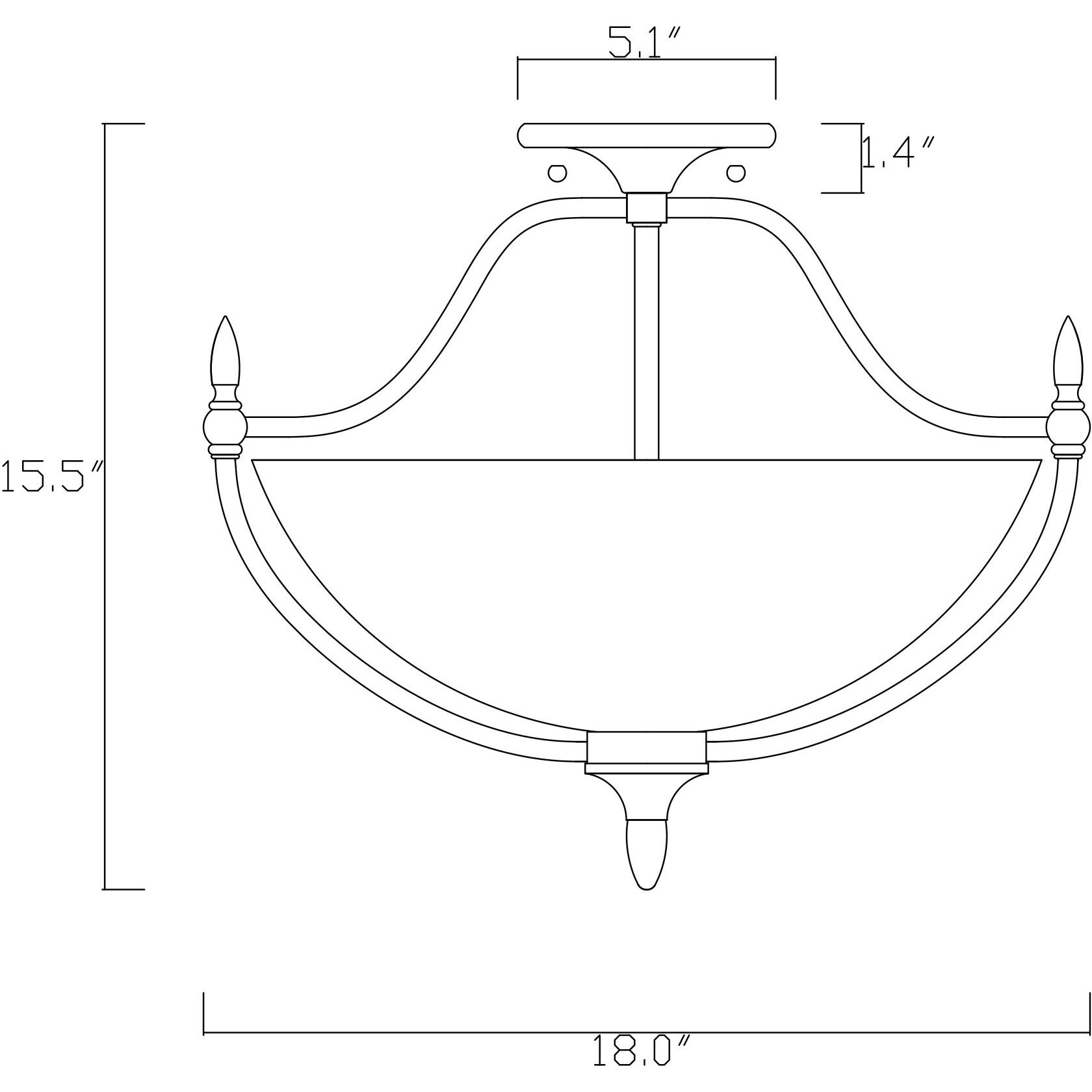 Herndon 3 Light 18 inch Satin Nickel Semi-Flush Ceiling Light, Essentials