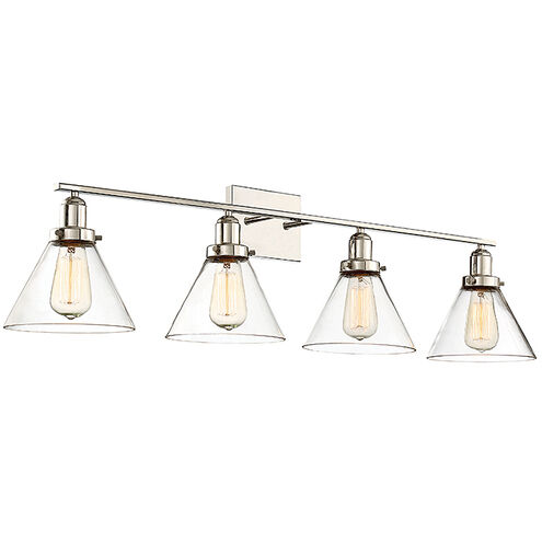 Drake 4 Light 38 inch Polished Nickel Bathroom Vanity Light Wall Light, Essentials