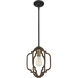 Westwood 1 Light 10 inch Barrelwood / Brass Accents Mini Pendant Ceiling Light