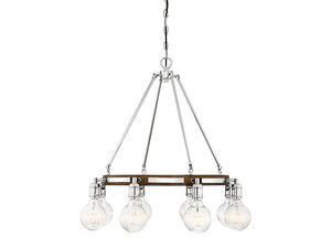Barfield LED 25 inch Polished Nickel W/ Wood Accents Chandelier Ceiling Light