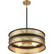 Eclipse 4 Light 22 inch Matte Black with Warm Brass Accents Pendant Ceiling Light