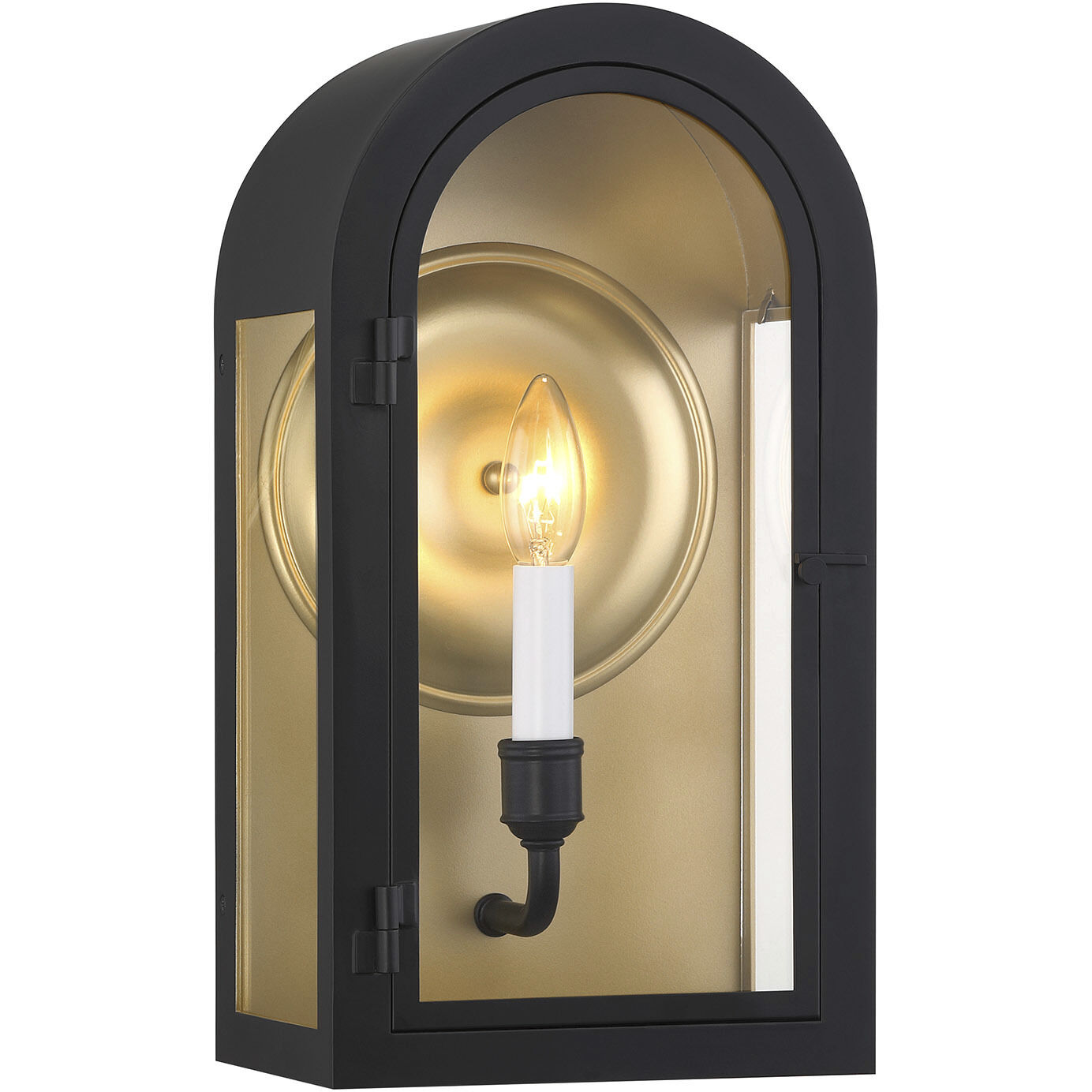 Grotto 1 Light 15 inch Matte Black with Vintage Gold Outdoor Wall Lantern