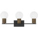 Jarrell 3 Light 24 inch Matte Black Bathroom Vanity Light Wall Light