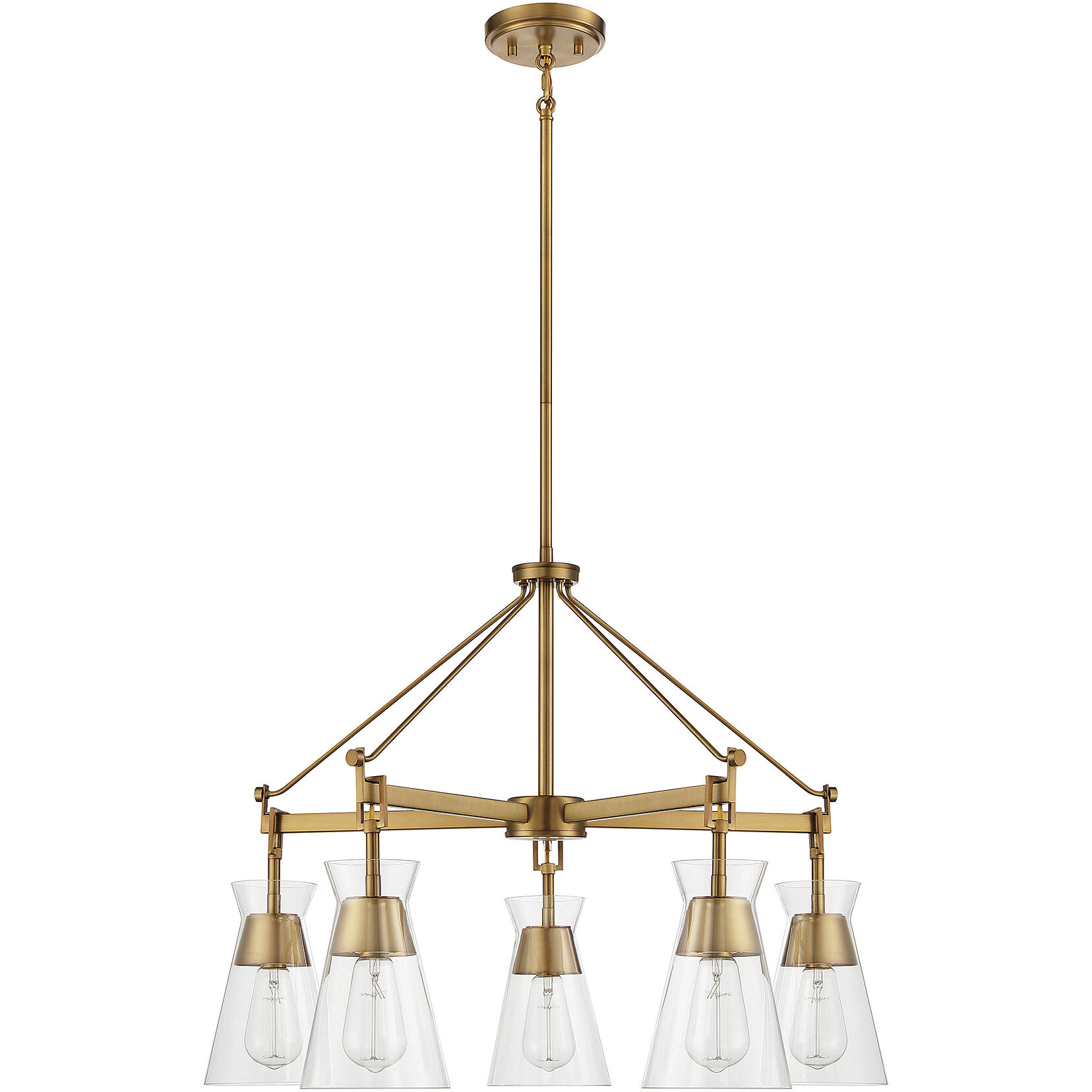 Lakewood 5 Light 28 inch Warm Brass Chandelier Ceiling Light, Essentials