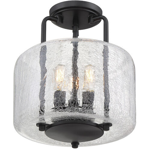 Avalon 3 Light 11.38 inch Matte Black Semi-Flush Ceiling Light, Essentials