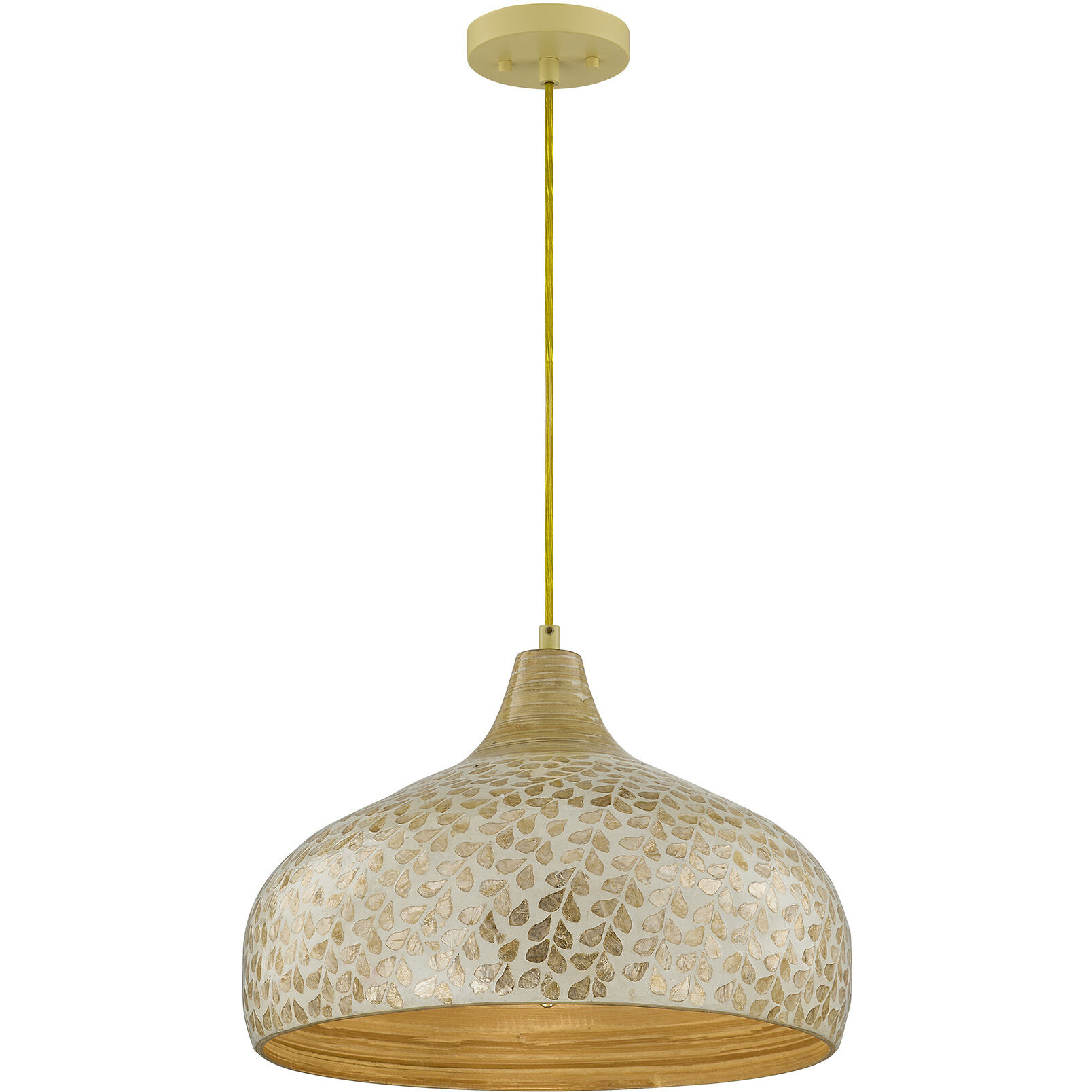 Kemp 1 Light 17.75 inch Ivory and Gold Shell Pendant Ceiling Light