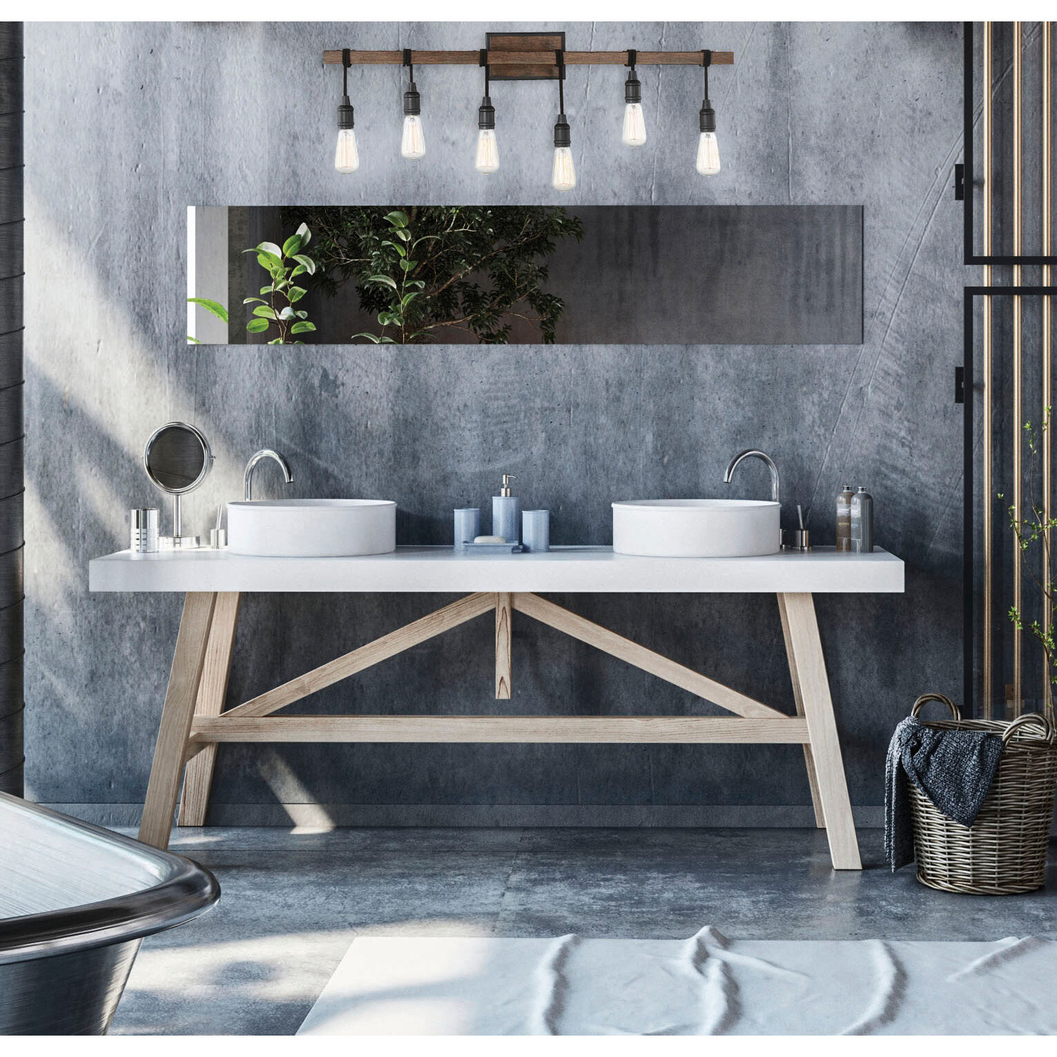 Burgess 6 Light 39 inch Durango Bathroom Vanity Light Wall Light