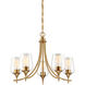 Octave 5 Light 23 inch Warm Brass Chandelier Ceiling Light, Essentials