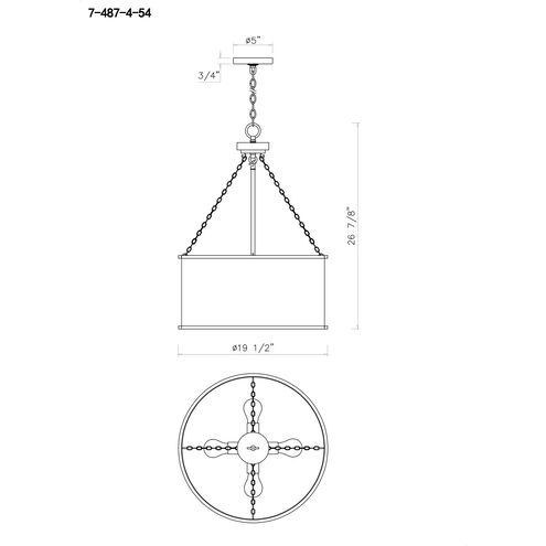 Rochester 4 Light 19 inch Gold Patina Pendant Ceiling Light