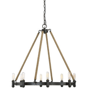 Piccardy 8 Light 26 inch Rustic Black with Rope Chandelier Ceiling Light 