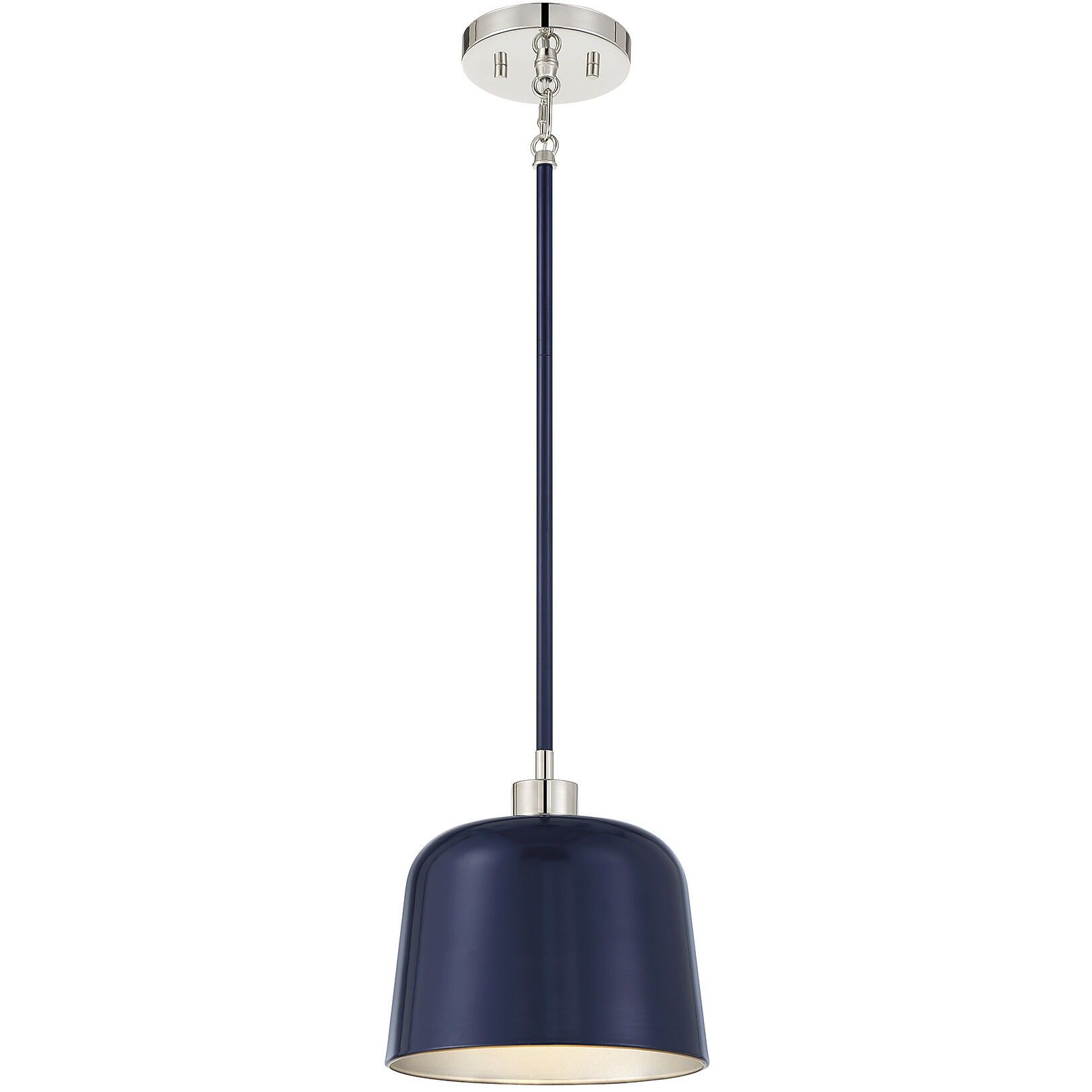 Vintage 1 Light 9 inch Navy Blue with Polished Nickel Pendant Ceiling Light