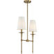 Trundle 2 Light 20 inch Warm Brass Linear Chandelier Ceiling Light, Lighting One